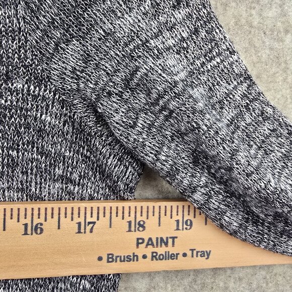 Rock & Republic Womens Long Sleeve Top Gray/B&W Knit Faux Leather Bull Skull S - Picture 6 of 6